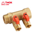 4way Red handle brass Water Manifold